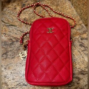 CC quilted red cell phone bag/crossbody GWP